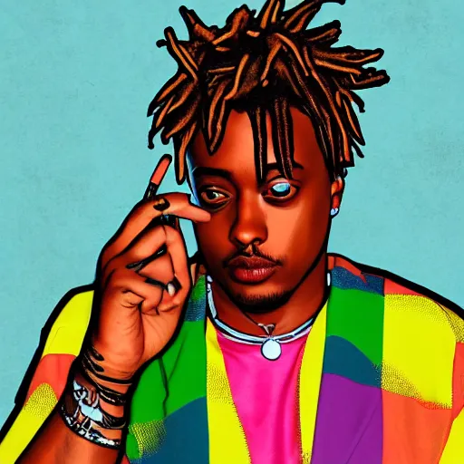 Image similar to juice wrld holding up a knife digital art 4 k the detailed super realistic