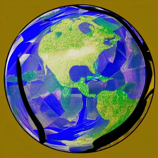 Prompt: the stained - glass earth. an earth - orb made of colorful stained - glass. 3 d design, concept art, digital illustration