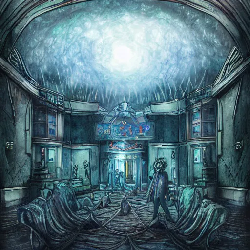 Image similar to eldritch legislature, fantasy illustration, realistic colorful photography