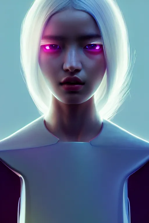 Image similar to family android women, scifi, futuristic design, bae suzy, long white hair, character design, cinematic lighting, highly detailed, by beeple, goro fujita, smooth gradient.