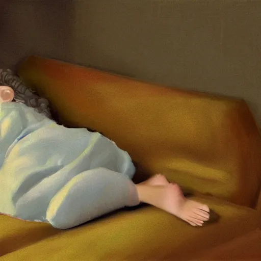 Prompt: little girl in pajama sleeping. digital artwork inspired by pixar movies and balthus, highly detailed, realistic