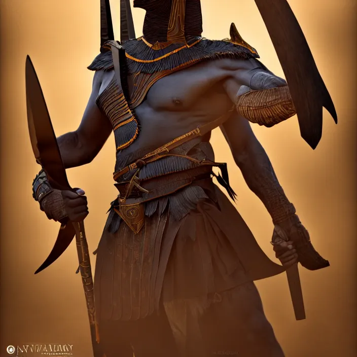 Prompt: professional photograph of a real - life anubis warrior. extremely detailed. 8 k