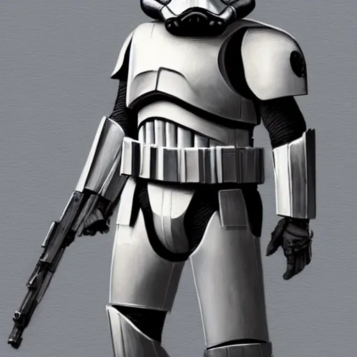 Image similar to an extremely long shot of an imperial stormtrooper walking concept art by Doug Chiang cinematic, realistic painting, high definition, very detailed, extremely high detail, photo realistic, symmetrical, concept art, the Mandalorian concept art style