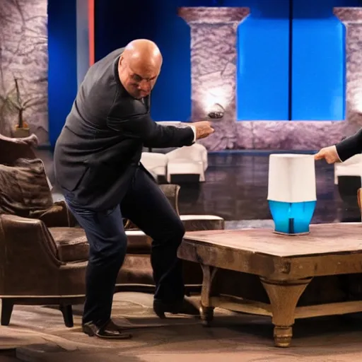 Image similar to Lighstaber duel between Kevin O'Leary and Mark Cuban, in Shark Tank (2016)