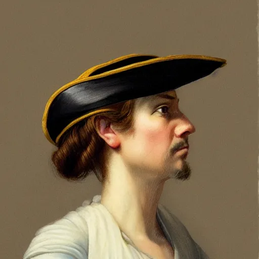 Prompt: a pirate captain gazing into the horizon in the style of mary jane ansell.