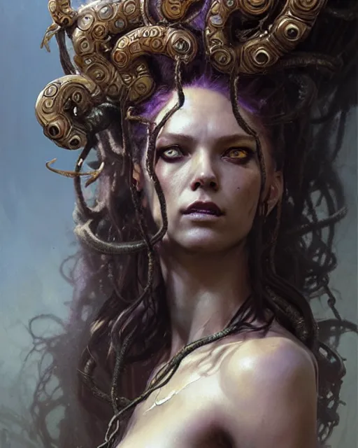 Image similar to fierce medusa, fantasy character portrait, ultra realistic, concept art, intricate details, highly detailed by greg rutkowski, gaston bussiere, craig mullins, simon bisley