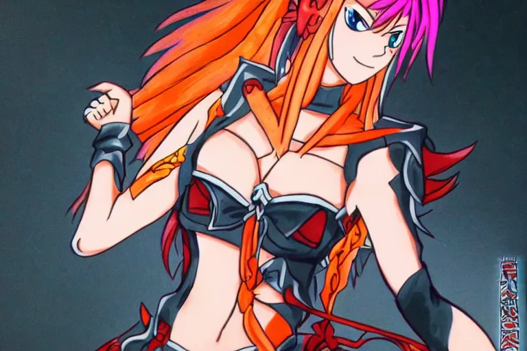 Image similar to character Lina Inverse from anime Slayers (1995 – 2009), trending on art station, fantasy,