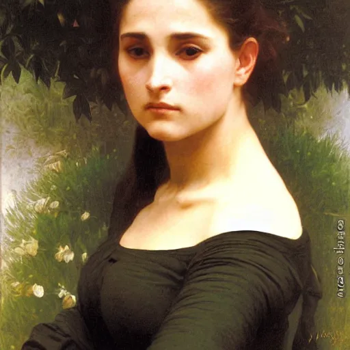 Image similar to frontal portrait of a scifi woman, by bouguereau