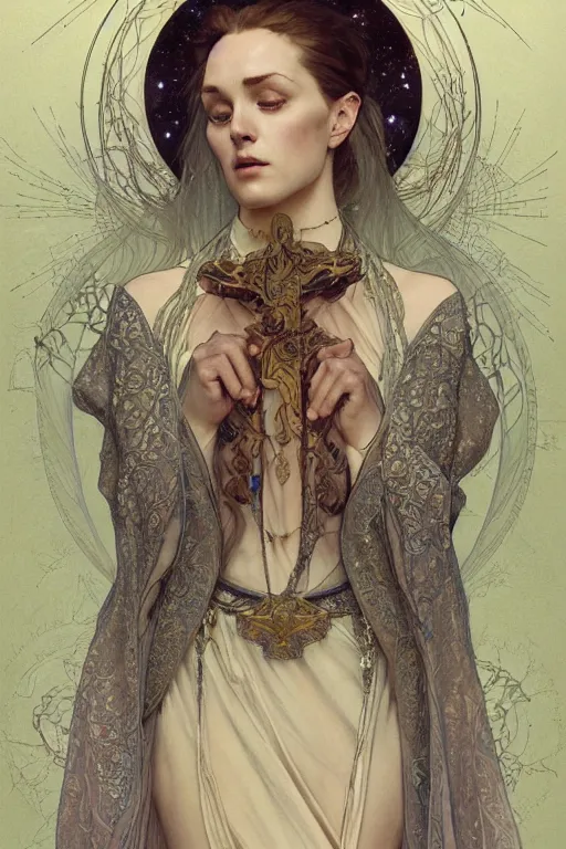 Prompt: a full body portrait of a beautiful ethereal delicate icelandic mage queen meditative sacral pose catholic stages of the cross, intricate, elegant, highly detailed, digital painting, artstation, concept art, smooth, sharp focus, illustration, art by krenz cushart and artem demura and alphonse mucha