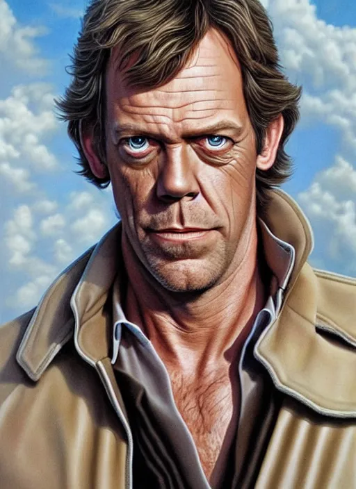 Image similar to portrait of hugh laurie as han solo in star wars, very detailed eyes, hyperrealistic, very detailed painting by glenn fabry, by joao ruas, by artgerm