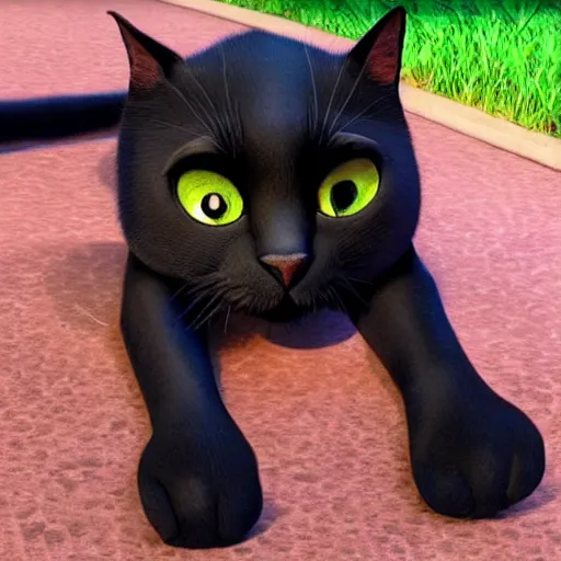 Prompt: black bombay cat, sad, animated, pixar studio, dreamworks, hyper realistic, detailed