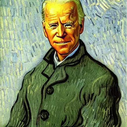 Image similar to joe biden portrait, painting by vincent van gogh, oil painting, detailed, award - winning