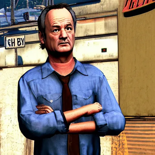 Image similar to bill murray in gta, screenshot, promotional screenshot