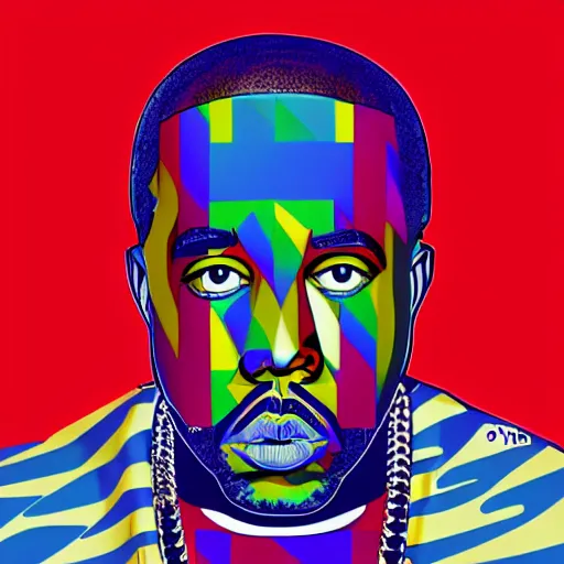 Prompt: Op Art rap album cover for Kanye West DONDA 2 designed by Virgil Abloh, HD, artstation