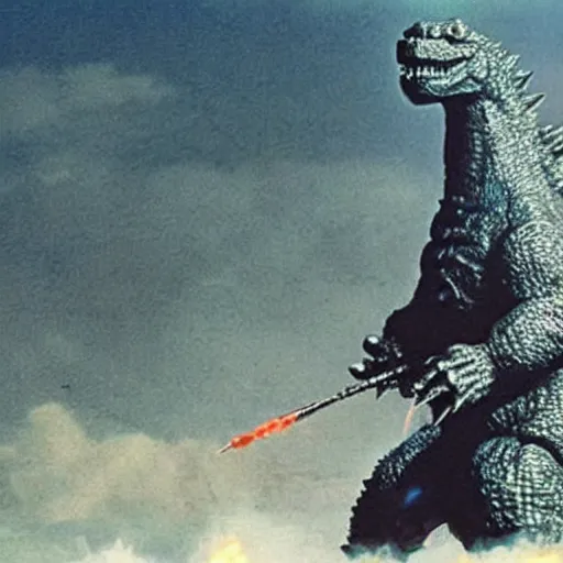 Image similar to godzilla smoking weed