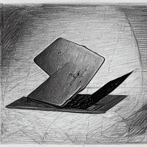 Prompt: drawing of macbook concept by leonardo da vinci, sketch, antique, concept art, intricate details, highly detailed