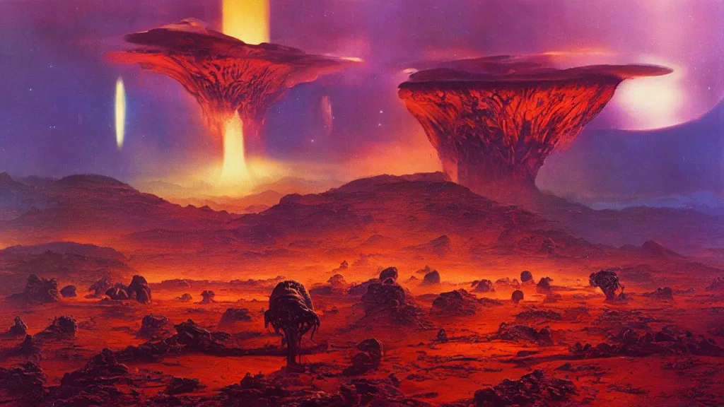 Image similar to otherworldly atmospherics of an alien planet by arthur haas and bruce pennington and paul lehr, cinematic matte painting