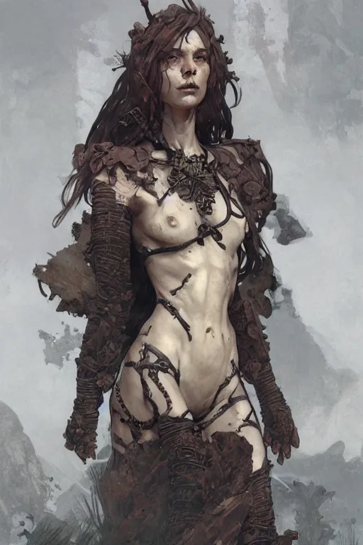 Image similar to a full body portrait of a beautiful post apocalyptic offworld nordic necromancer reposed by the lava pits, intricate, elegant, highly detailed, digital painting, artstation, concept art, smooth, sharp focus, illustration, art by krenz cushart and artem demura and alphonse mucha