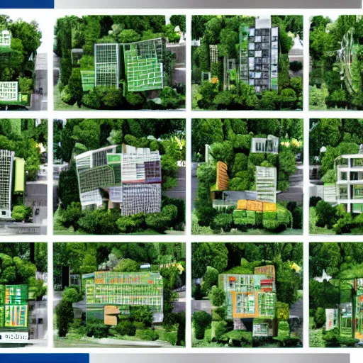 Prompt: Green, sustainable, city blocks