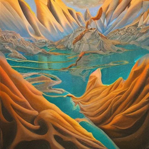 Image similar to mount olympus, oil and acrylic on canvas, surrealism, high detail