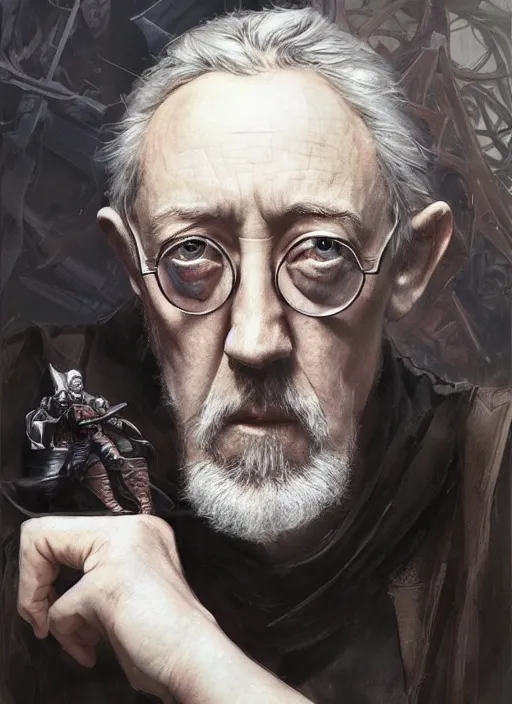 Image similar to Portrait of Alec Guinness, marvel comics, dark, intricate, highly detailed, smooth, artstation, digital illustration by Ruan Jia and Mandy Jurgens and Artgerm and Wayne Barlowe and Greg Rutkowski and Frank Frazetta