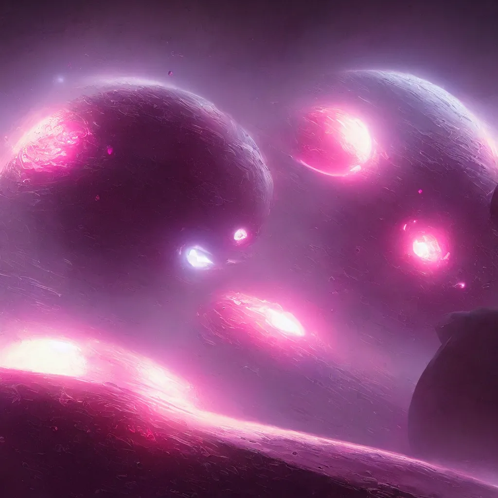 Image similar to portrait of dyson sphere program pink planet, concept art, by greg rutkowski, xray melting colors