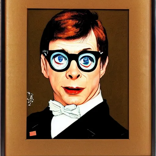 Image similar to frontal portrait of austin powers international man of mystery. a portrait by norman rockwell.