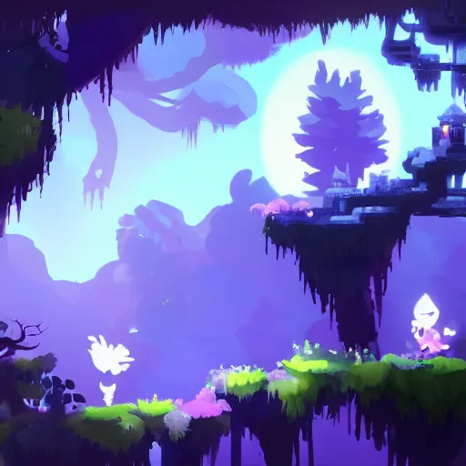 Prompt: game environment in the style of ori game