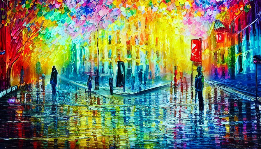 Prompt: town, painting on canvas, watedrops, water droplets, acrylic painting, acrylic pouring, painting, influencer, artstation - h 8 0 0