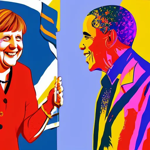 Prompt: “Angela Merkel and Barack Obama dancing samba in Rio de Janeiro, digital art”