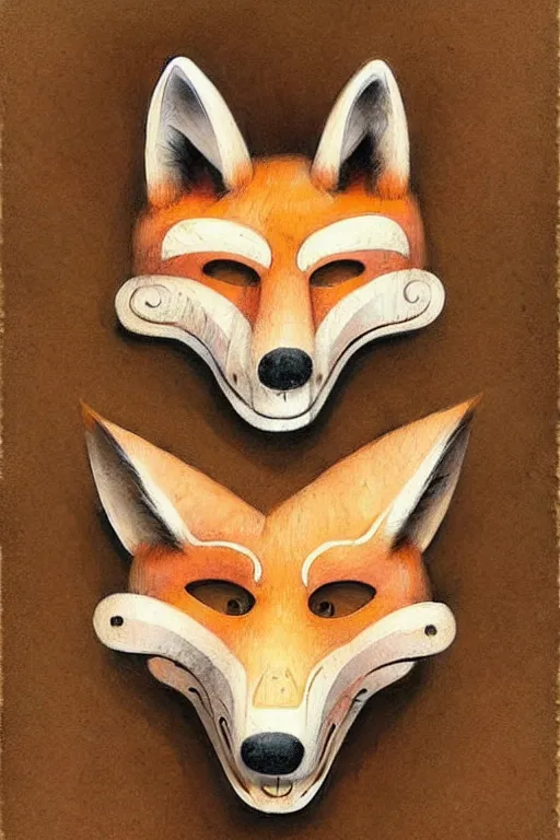 Image similar to ( ( ( ( ( traditional peru stylized wooden fox mask. muted colors. ) ) ) ) ) by jean - baptiste monge!!!!!!!!!!!!!!!!!!!!!!!!!!!