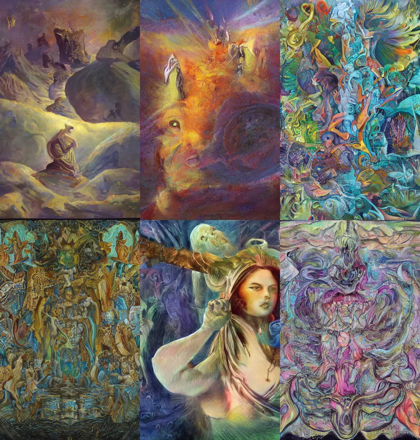 Prompt: surreal juxtaposition dmt art, classical realism, pastels, shapes, spongy