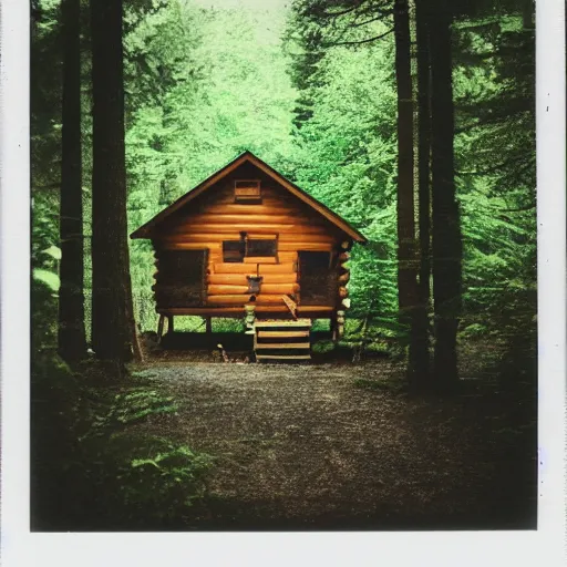 Prompt: polaroid of a cabin in a forest -1 -3