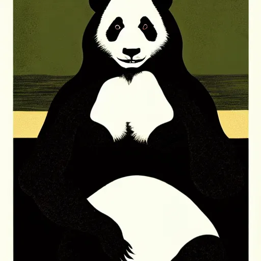 Prompt: a portrait of a panda as the mona lisa by becky cloonan, no signature