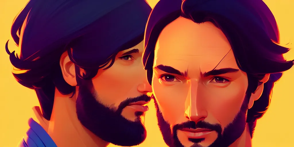 Image similar to low angle portrait of Rodrigo Santoro, tepainting concept Blizzard pixar maya engine on stylized background splash comics global illumination lighting artstation lois van baarle, ilya kuvshinov, rossdraws