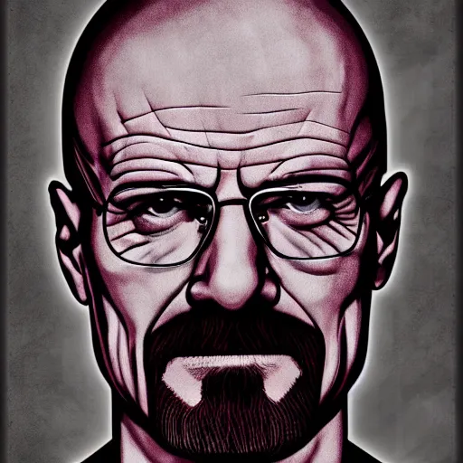Image similar to Walter White, accurate anatomy, highly detailed, digital art, centered, portrait, blood puddle,