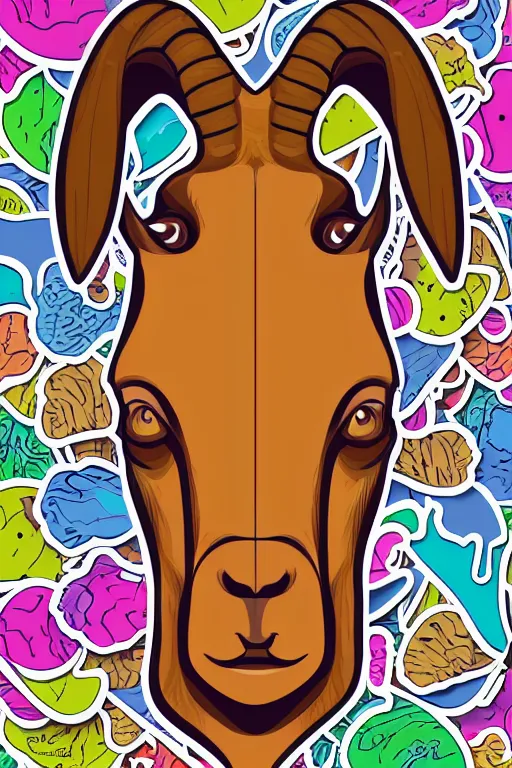 Image similar to A portrait of a goat wearing a sweatband, sticker, colorful, illustration, highly detailed, smooth and clean vector curves, no jagged lines, vector art, smooth