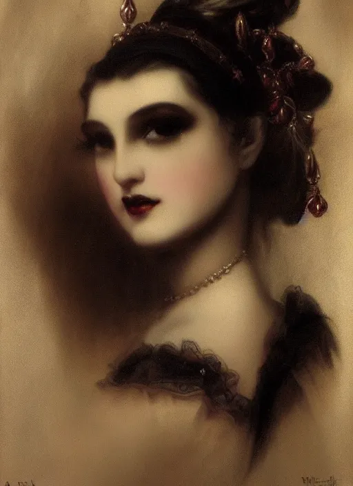 Image similar to gothic princess closeup face portrait. by william - adolphe bouguerea, by rolf armstrong, highly detailded