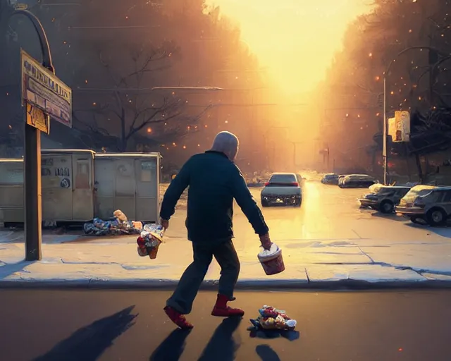 Prompt: Highly detailed portrait of homeless Joe Biden barefooted chasing the ice cream truck, in GTA V, Stephen Bliss, unreal engine, fantasy art by Greg Rutkowski, Loish, Rhads, ferdinand knab, Makoto Shinkai and Lois van baarle, ilya kuvshinov, rossdraws, Tom Bagshaw, global illumination, radiant light, detailed and intricate environment