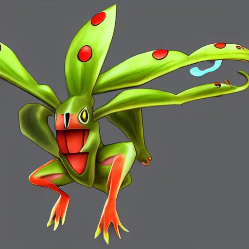 Image similar to a pokemon that looks like a dionaea muscipula, digital art, unreal engine.