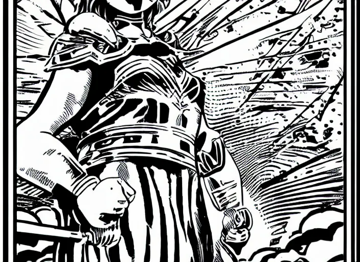 Prompt: a fat valkyrie. roy lichtenstein style. halftone dots. full color. comic book look