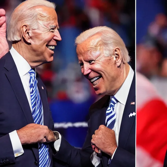 Image similar to joe biden and donald trump boxing match in ring, detailed sharp photo