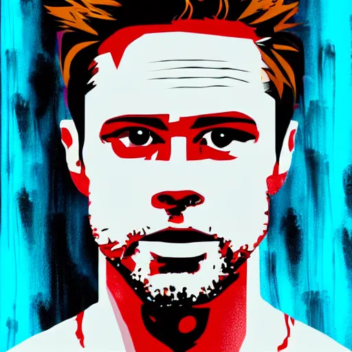 Image similar to portrait of tyler durden from movie fight club, highly detailed, centered, solid color background, digital painting