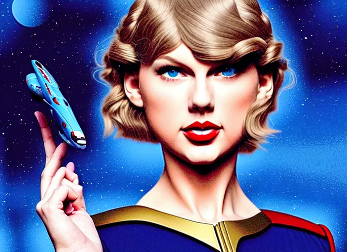 Image similar to a disney film still of taylor swift as a star trek officer, finely detailed features, closeup of the face, perfect art, dusk, blue hour, gapmoe yandere grimdark, trending on pixiv fanbox, painted by greg rutkowski, makoto shinkai, takashi takeuchi, alphonse mucha, akihiko yoshida