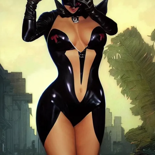 Prompt: Cat Woman, GTA Five Loading Artwork, highly detailed, digital painting, artstation, concept art, smooth, sharp focus, illustration, ArtStation, art by artgerm and greg rutkowski and alphonse mucha and J. C. Leyendecker and Edmund Blair Leighton and Katsuhiro Otomo and Geof Darrow and Phil hale and Ashley wood and Ilya repin and Charlie Bowater