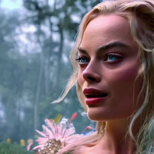 Image similar to margot robbie as a beautiful fairy, 8 k resolution hyperdetailed photo realistic, extremely high quality and life like