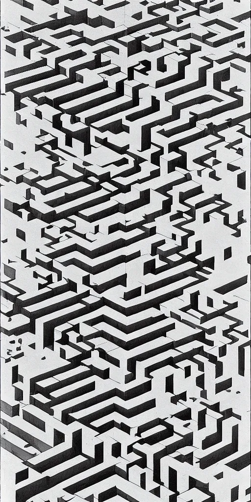 Prompt: cell shaded optical illusion by m. c. escher