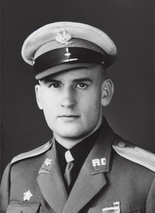 Prompt: grainy 1940’s WWII military portrait, professional portrait HD, authentic