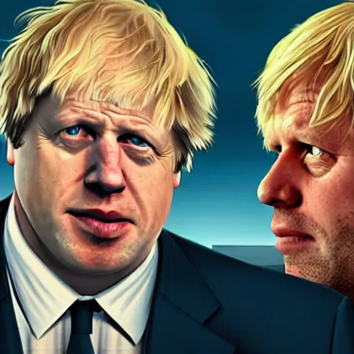 Image similar to Boris Johnson in GTA V, cover art by Stephen Bliss, boxart, loading screen