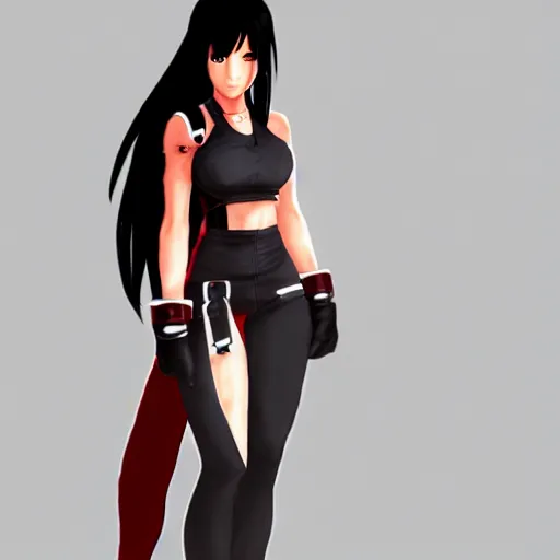 Image similar to full body concept of tifa lockhart, trending on artstation